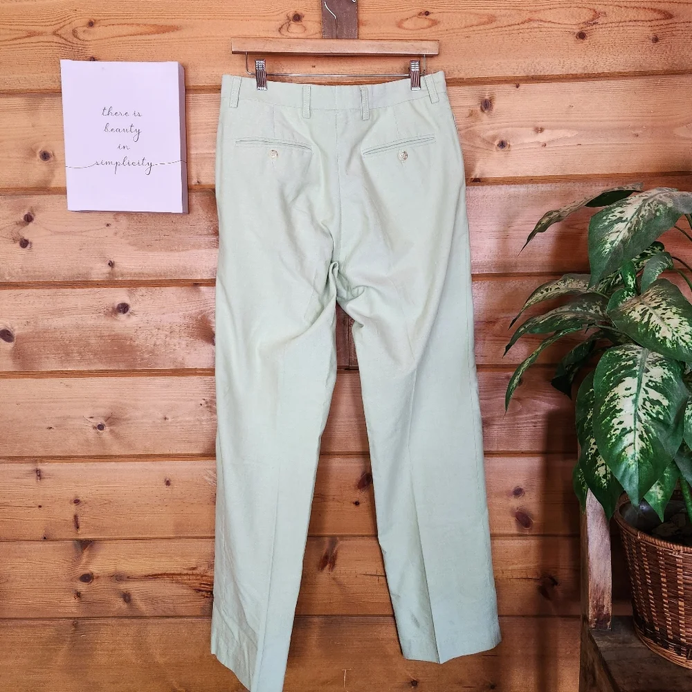 Charleston Khakis Light Green Twill Slacks Trouser Pants Preppy Tall Sz 32 X 34